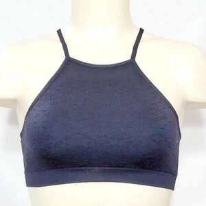 SMALL Xhilaration High Neck Seamless Wire‎ Free Texture Bralette Bra Black NWT